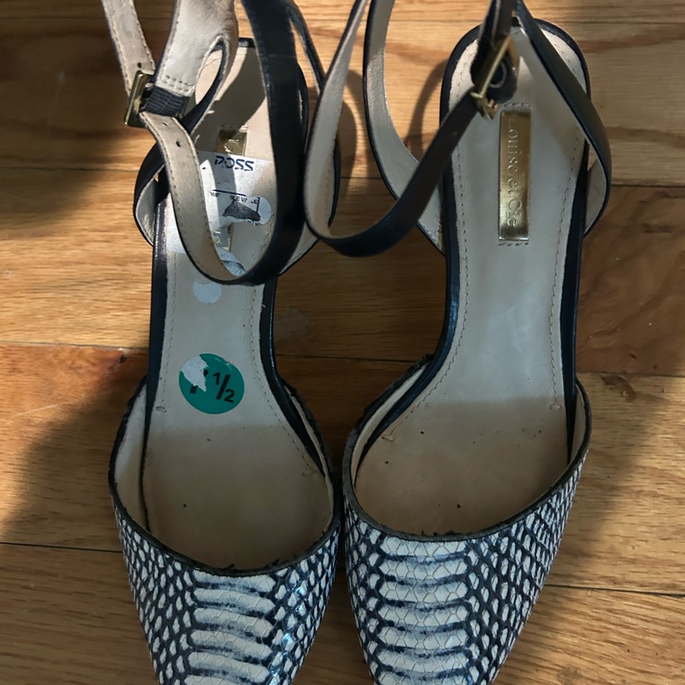 Louise et Cie Black and White Snakeskin Heels